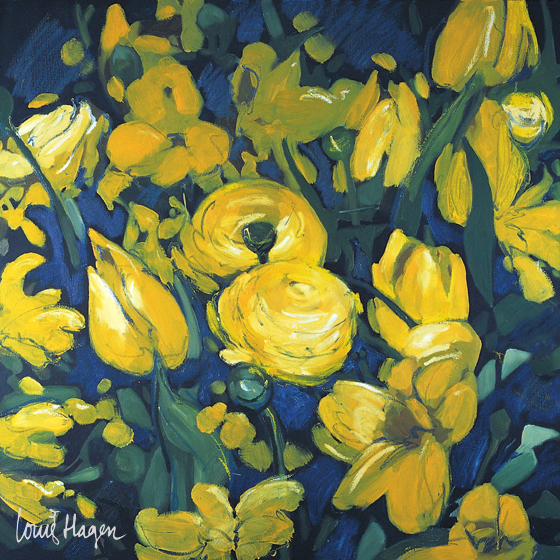 Olieverf schilderij: Gele bloemen
