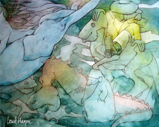 Olieverf schilderij: Onderwater