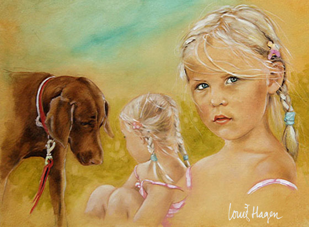 portret schilderij Annabel en Choco