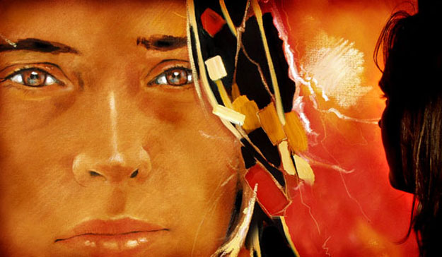 portret olieverfschilderij Annemarie Lanting als indiaantje