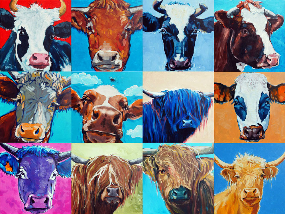 Koeien in olieverf