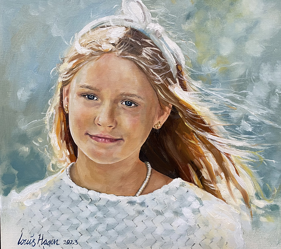 Portret schilderij Margot 