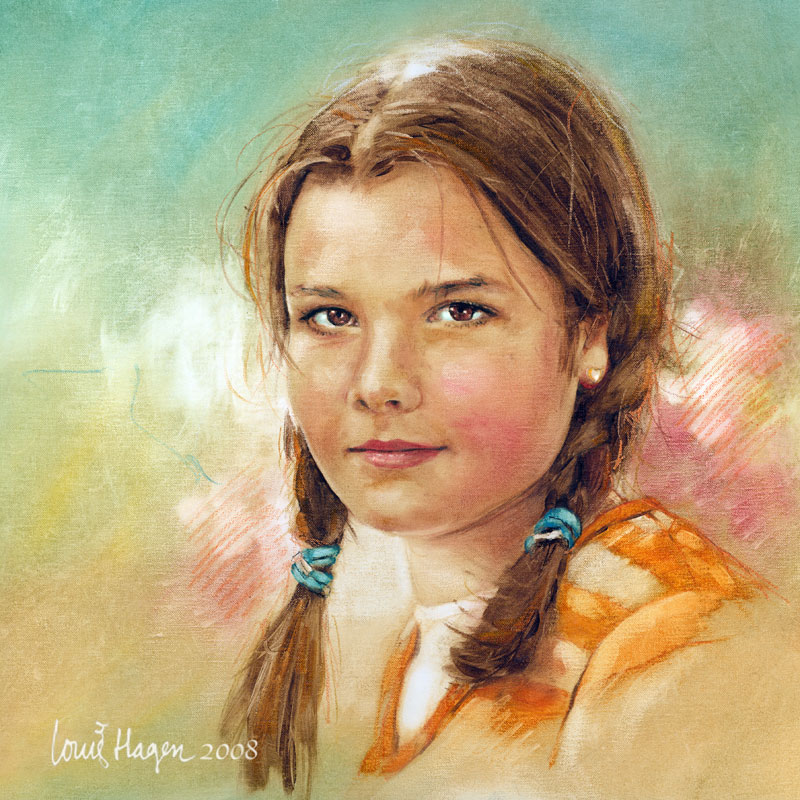 Meisjesportret in olieverf