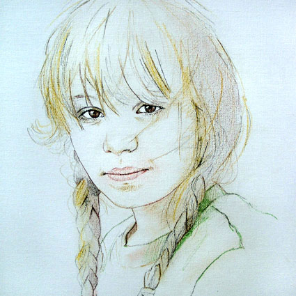 portret kleurpotlood schets