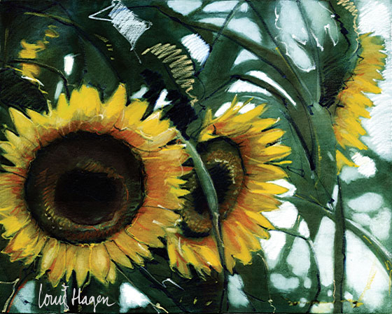 Olieverf schilderij: Zonnebloemen